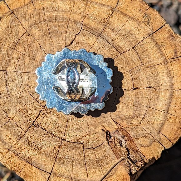 Handcrafted Turquoise Coral Native American Ring Southwestern Sterling Sz 7.5 ** - Picture 10 of 10